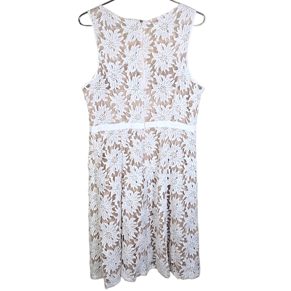 Adrianna Papell Illusion Neckline Fit & Flare Midi Dress - Picture 6 of 9